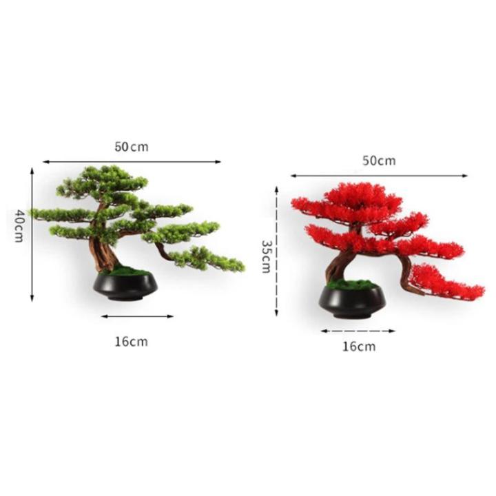 Künstlicher Bonsai-Baum Künstlicher Bonsai-Baum, 53,3 cm, künstlicher Bonsai-Kiefernbaum, lebensechter Stamm, künstliche Pflanzen-Dekoration, in schwarzem Pflanzgefäß Künstl