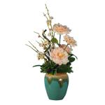 Kunstblumen Künstliche Blumen, Pflaumenblüte, Kamelie mit Topf, Simulationsblumen, Tischdekoration, Zubehör, Kunstblumen in Vase für jeden Anlass