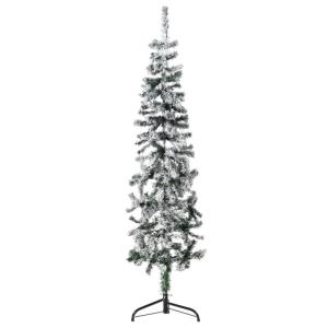 Künstlicher Weihnachtsbaum Grün und Weiß 150 cm Höhe PVC-Material Halb-Weihnachtsbaum Platzsparend Wand Christbaum Innen- und Außenbereich Wirtschaftliche Weihnachtsdekoration