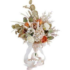 Luxuriöses Blumenarrangement aus Seide in Champagner-Orange als Dekoration für Büro oder Geschäft