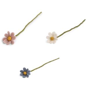 Anemonen/margrieten handvilt - bloemen van vilt vilten bloemen viltdecoratie lente Pasen - Fair Trade - handgemaakt boeket boeket (3 = wit/blauw/roze)