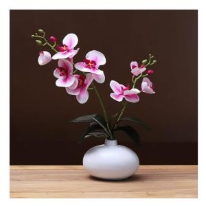 Kunstblumen Phalaenopsis-Kunstblumen-Arrangement mit Keramiktopf, künstliche Blumen, Seiden-Orchideen-Blume für den Tisch im Wohnzimmer für jeden Anlass