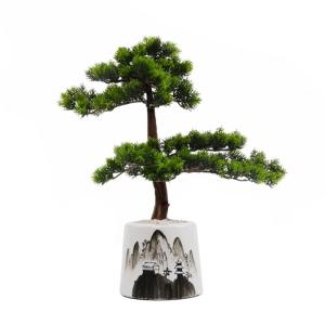 Künstlicher Bonsai-Baum Neue chinesische Zen-Ornamente, künstliche Bonsai-Kiefer, Desktop-Dekoration, Heimbüro, Wohnzimmer, Veranda, grüne Pflanze, Dekoration, Ornament Künstl