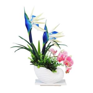Kunstblumen Künstliche Blume mit Topf, Simulation Phalaenopsis, Eukalyptusblätter Tischdekoration Zubehör Blumenarrangements für jeden Anlass