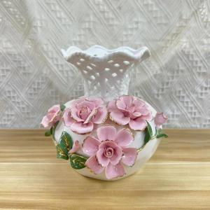 Dekorative Dekoration für Zuhause: Blumenarrangements im chinesischen Stil, getrocknete Blumen, TV-Schrankdekoration, Kunsthandwerk, Keramik (hellweiß, S)