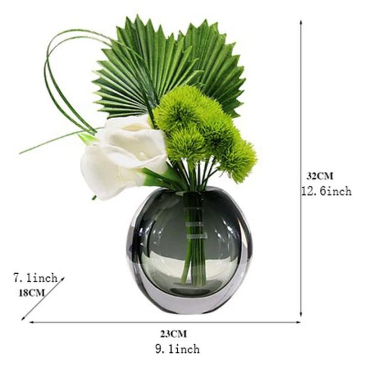 Kunstblumen Kleine künstliche Blumen in Vase, grüne Pflanze, Glasblumenarrangement, für Tischdekoration im Home Office für jeden Anlass