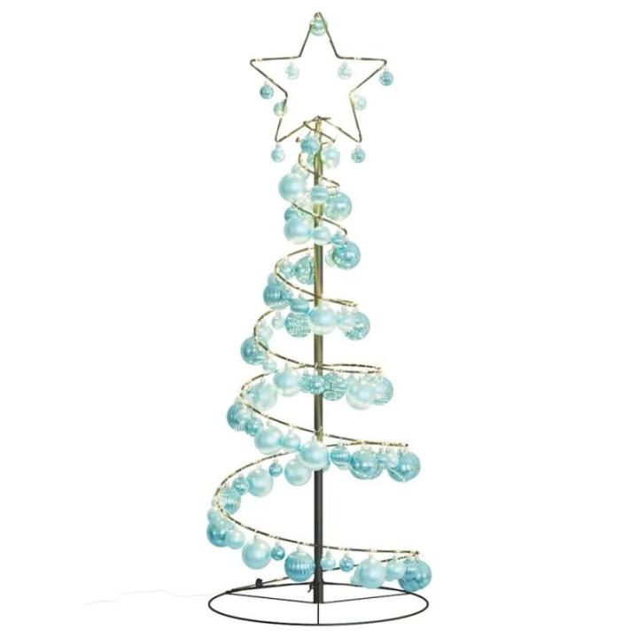 Kerstboom kegelvorm met ballen 80 leds warm wit 120 cm