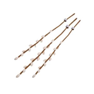 Gry & SIF Kunstpalmkittentakken, flexibele steel, decoratieve tak, kunsttak van vilt, wilgenkatje, kittenwilg, lentedecoratie, handgemaakt, Fairtrade I 43 cm, 3 x wit