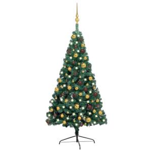 Künstlicher Halb-Weihnachtsbaum Beleuchtung Kugeln Grün 120 cmGün und Golden