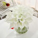 20 stuks kunstmatige Calla lelie, bruid, latex, ware aanraking, familie, decoratie, feest, bruiloft, hotel, decoratie, boeket (wit-wit)