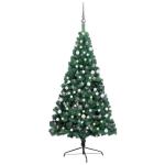 Künstlicher Halb-Weihnachtsbaum Beleuchtung Kugeln Grün 120 cmGrün und grau