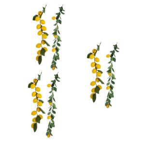 6 STK Simulation Zitronenrattan Grüne Blättergirlande Szene kunstplflanze Artificial Plant gelbe Eukalyptusgirlande Dekor Sommerliche Zitronengirlande Sommerdeko Plastik Yellow