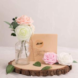 Kunstbloemen, rozen, 25 stuks, decoratieve kunstrozen met stelen, doe-het-zelf bruidsboeketten, Valentijnsdag, Moederdag, bruiloftsfeest, babyshower, woondecoratie, mix roze