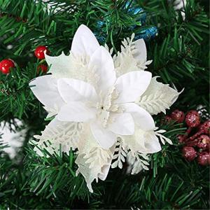 12 stuks glitter kerstboomversiering, kerstversiering, kerstdecoratie, kerstboomhanger, 14 cm (wit)