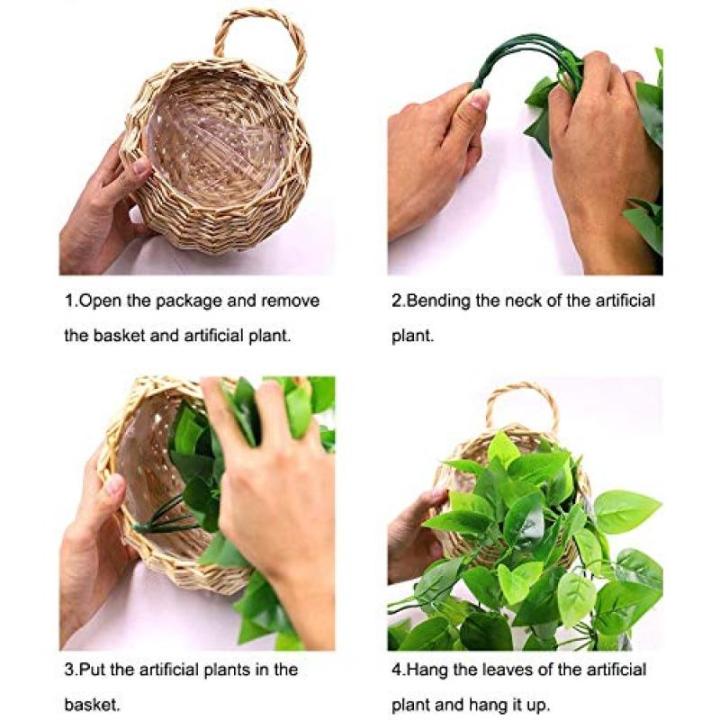 Kunstmatige hangplanten met houten mand, 107 cm kunstmatige hangplanten in potten voor kantoor, keuken, tuin, feest, wanddecoratie (klimop)