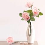 50Pcs künstliche Rosenblüten, erröten rosa Rosen Real Touch Foam gefälschte Rose Bulk mit Stiel für Hochzeitssträuße Mittelstücke Brautdusche Party Home DIY künstliche Blu