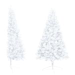 Künstlicher Halb-Weihnachtsbaum Beleuchtung Kugeln Weiß 210 cmWeiß und grau