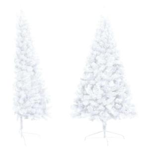 Künstlicher Halb-Weihnachtsbaum Beleuchtung Kugeln Weiß 180 cmWeiß und grau