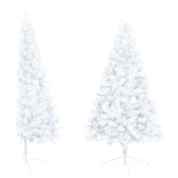 Künstlicher Halb-Weihnachtsbaum Beleuchtung Kugeln Weiß 210 cmWeiß und grau