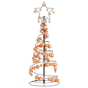 Kerstboom kegelvorm met ballen 80 leds warm wit 120 cm