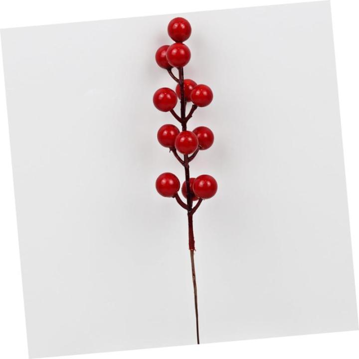 20st Simulation Rote Fruchtgabel Weihnachtsbeeren Picks Künstliche Rote Beeren Zweig Der Stechpalme Rote Beerenzweige Tannenzapfen-beerenpflücker Vasenfüller Rote Beere Schaum