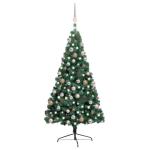 Künstlicher Halb-Weihnachtsbaum Beleuchtung Kugeln Grün 240 cmGrün und Rose