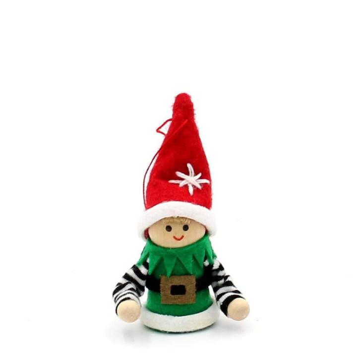 Vilt- / textiel kerstkabouter/kerstmanhulp als boomhanger/hanger in 3-delige set, afmetingen tussen 5 en 12 cm.
