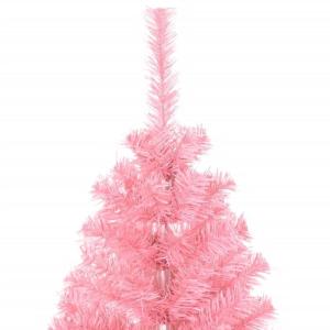 Kunstkerstboom met standaard 150 cm hoog, hoge kunstkerstboom, kerstdecoratie, pvc en staal, roze