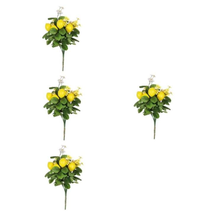 4 Stück Zitronenstrauß Astetische Raumdekoration Künstliche Zitronenstiele Zitronenkranz Künstliches Zitronenbouquet Dekor Aus Zitronenstielen Kunstpflanzen Plastik Yellow