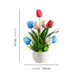 Kunstblumen Künstliche Tulpenblumen mit Keramikvase, echter Tulpenstrauß, lebendiges Tulpenblumenarrangement, für Hausgartenparty für jeden Anlass