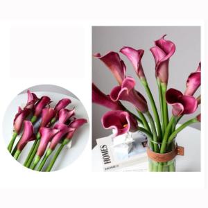 Kunstblumen Künstliche Blumen im Topf – Faux Calla Lily Blumen Grünpflanzen mit Glasvase für Heimdekoration, Hochzeitstisch für jeden Anlass
