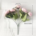 Rose Pink Silk Peony Bloemen Boeket 5 Grote Hoofd en 4 Knoppen Nep Bloemen voor Thuis Bruiloft Decoratie Indoor (L,6 * 30cm)
