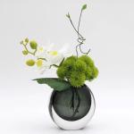 Kunstblumen Kleine künstliche Blumen in Vase, grüne Pflanze, Glasblumenarrangement, für Tischdekoration im Home Office für jeden Anlass