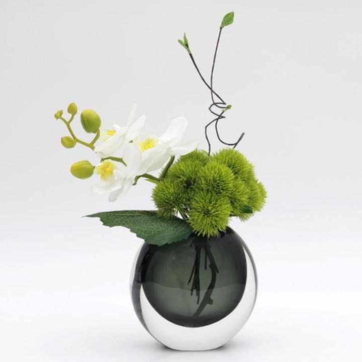 Kunstblumen Kleine künstliche Blumen in Vase, grüne Pflanze, Glasblumenarrangement, für Tischdekoration im Home Office für jeden Anlass