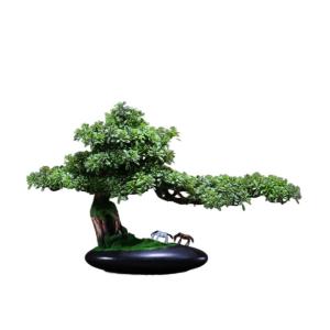 Künstlicher Bonsai-Baum Realistische künstliche Bonsai-Pflanzendekoration, künstlicher Wacholder-Bonsai-Baum mit Pony-Figur, 48,3–50,8 cm hoch, mit Topf for Dekoration, Tischd