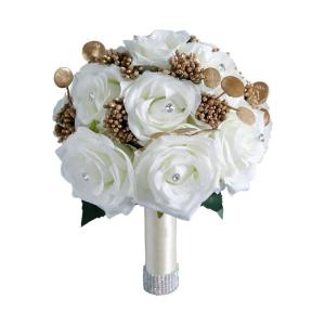 Romantischer Blumenstrauß für die Hochzeit, weiße Rosen, goldene Blätter, Blumen, Fotografie-Requisiten für die Braut, Brautsträuße, Brautjungfernstrauß, Valentinstag, Beic