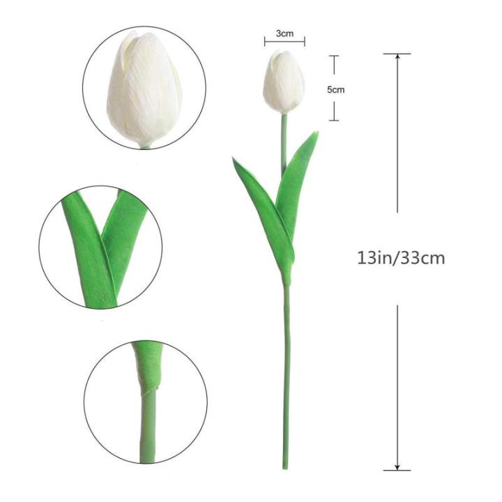 30 stuks kunstmatige tulpen bloemen nep tulpen boeket real touch bloemen voor decoratie (wit)