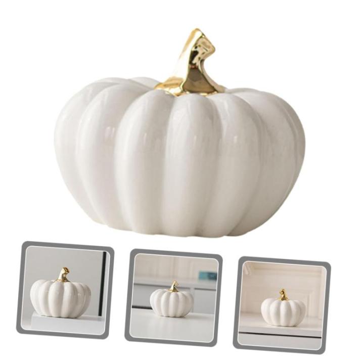 Nordic Keramische Pompoen Kunstmatige Groente Pompoen Decoraties Realistisch Pompoen Mini Pompoen Sculptuur Thanksgiving Pompoen Figuur Huishoudelijke Producten Bureau Wit