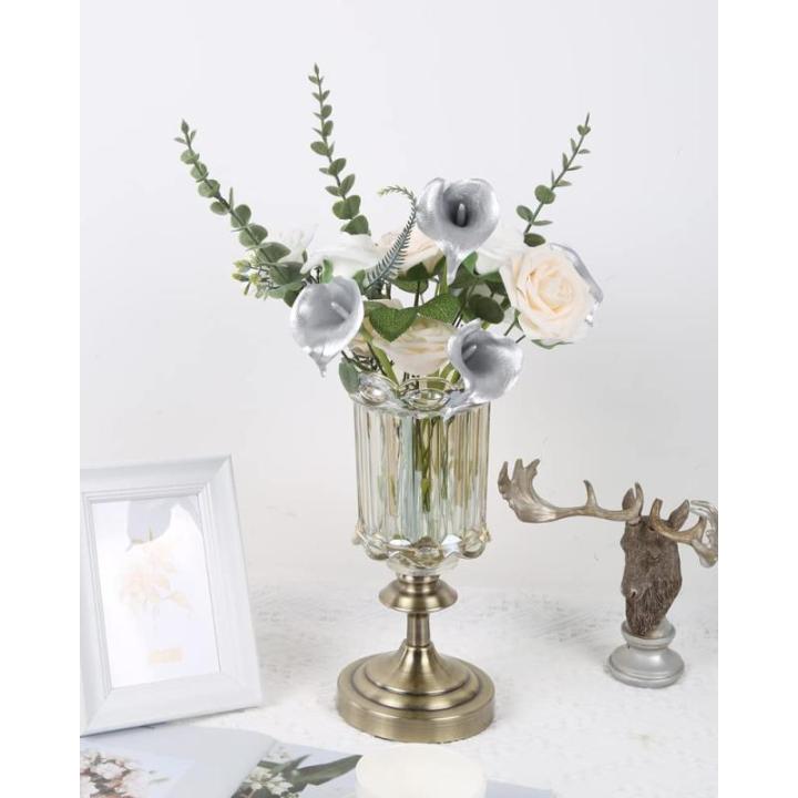 Künstliche Calla-Lilien aus Silber, 24 Stück, silberfarbene Blumen für selbstgemachte Hochzeitssträuße, Tafelaufsätze, Brautparty, Party, Zuhause, Blumenarrangement, Dekorati