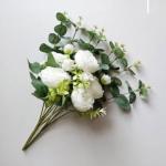 Kunstblumen Künstliche Pfingstrosenblumen, künstliche Blumensträuße, mit Kunstvase aus Eisen, gefälschte Pfingstrosenarrangements, für Party- und Heimdekoration für jeden An