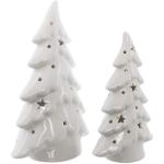 Kerstdecoratie LED deco LED spar wit in set van 2