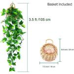 Kunstmatige hangplanten met houten mand, 107 cm kunstmatige hangplanten in potten voor kantoor, keuken, tuin, feest, wanddecoratie (klimop)