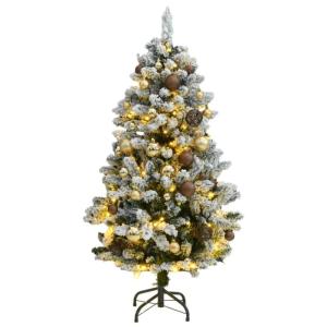 Künstlicher Weihnachtsbaum Klappbar Christbaum Kunstbaum Weihnachten Künstlicher Weihnachtsbaum Dekobaum Tannenbaum für Weihnachten Dekoration 150 LEDs & Kugeln 150 cm Grün und