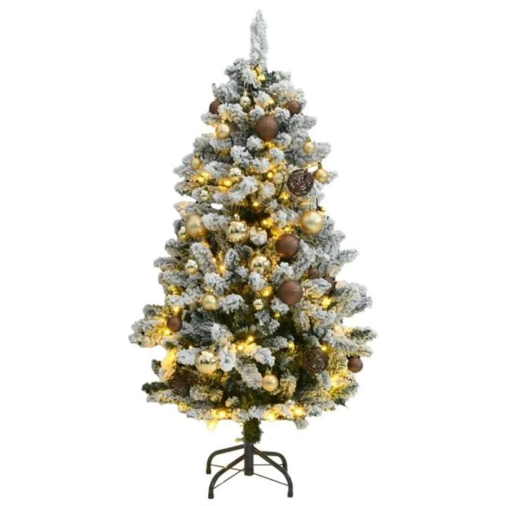 Künstlicher Weihnachtsbaum Klappbar Christbaum Kunstbaum Weihnachten Künstlicher Weihnachtsbaum Dekobaum Tannenbaum für Weihnachten Dekoration 150 LEDs & Kugeln 150 cm Grün und
