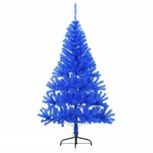Kunstkerstboom met standaard, hoge kunstkerstboom, 120 cm hoog, kerstdecoratie van pvc en staal, blauw