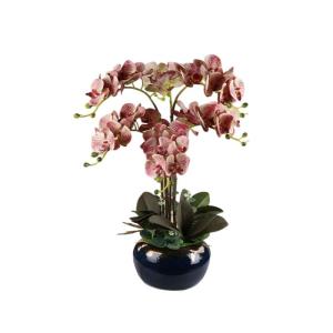 Kunstblumen Künstliches Blumenset, künstliche Phalaenopsis-Blumen, Pflanzenarrangement mit Keramiktopf, künstliche Ornamente in schöner Form für jeden Anlass