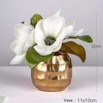 Kunstblumen Künstliche Magnolienblumen mit Vase, kleine künstliche Pflanzen im Innenbereich, Kunstpflanzen im Topf für Wohnkultur, Schlafzimmer, Badezimmer für jeden Anlass