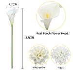 20 Stück Künstlich Calla Lilie Braut Blume Latex Wahre Berührung Familie Dekoration Party Hochzeit Hotel Dekoration Blumenstrauß (Weiß-Gelb)