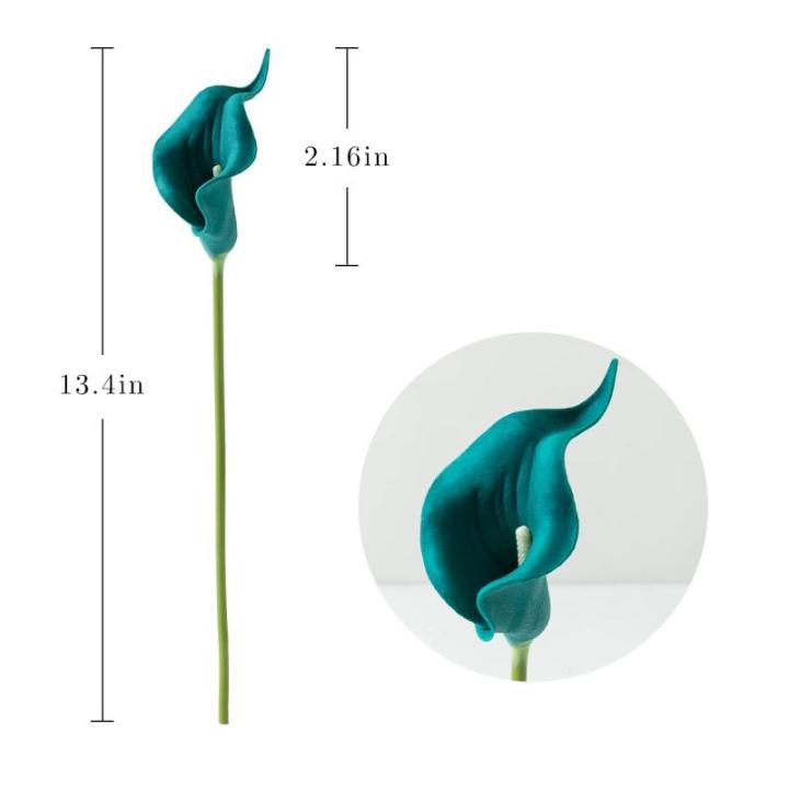 20 stuks kunstmatig calla lelie bruid bloem latex echte aanraking familie decoratie party bruiloft hotel decoratie boeket (groenblauw)