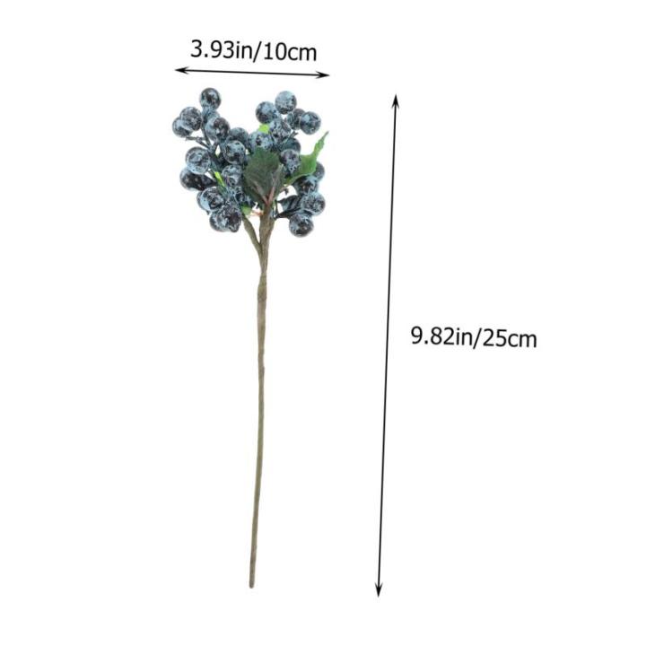 5St künstliche Beeren langstielige Beerenpflücker Beerenstängel Weihnachtsschaumbeere künstliche Blumen künstliche blüten Simulation Beerenzweig Heidelbeerstiel Plastik Blue